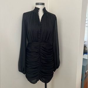 House Of Harlow 1960 Metallic Ruched Long Sleeve Dress